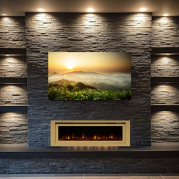 50 Inch Electric Fireplace Gold Frame | include Log set & Crystals