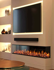 Electric fireplace with realistic flames and remote control