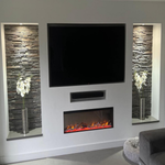 Electric fireplace with realistic flames and remote control