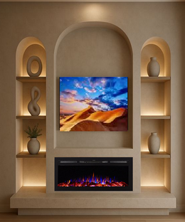 50 inch Electric Fireplace | Chemney Free With Realistic Flames.