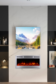 Silver 60 inch Electric Fireplace | 9 Realistic Flame Colors Display