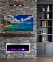 Silver 60 inch Electric Fireplace | 9 Realistic Flame Colors Display