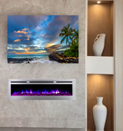 Silver 60 inch Electric Fireplace | 9 Realistic Flame Colors Display