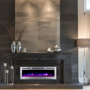 Silver 60 inch Electric Fireplace | 9 Realistic Flame Colors Display