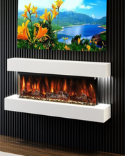 Smart 50 Inch 3-Sided Electric Fireplace Easy Wall Mount Installation