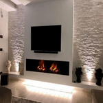 Electric fireplace with realistic flames and remote control